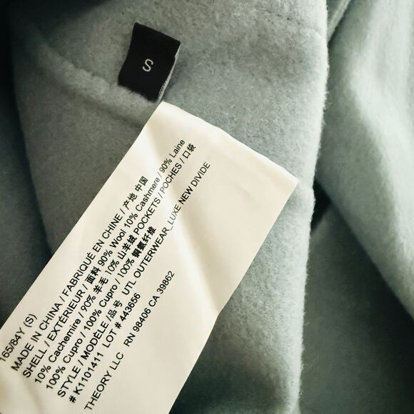 Theory Wool And Cashmere Utility Outwear Coat in Eggshell Blue Size S - Picture 8 of 11